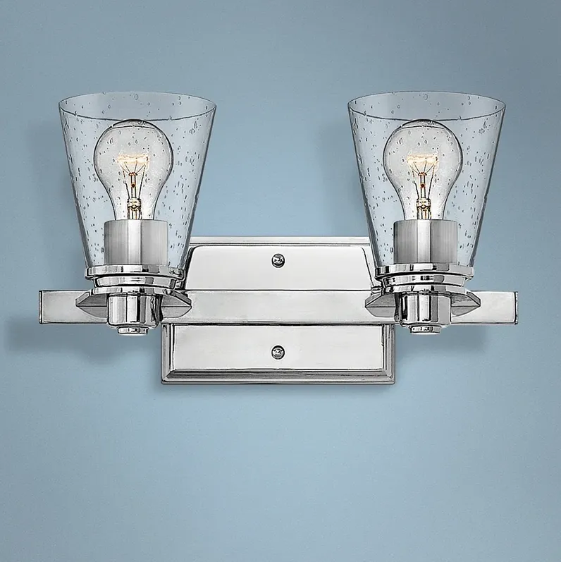 Hinkley Avon 8" High Seeded Glass and Chrome 2-Light Wall Sconce