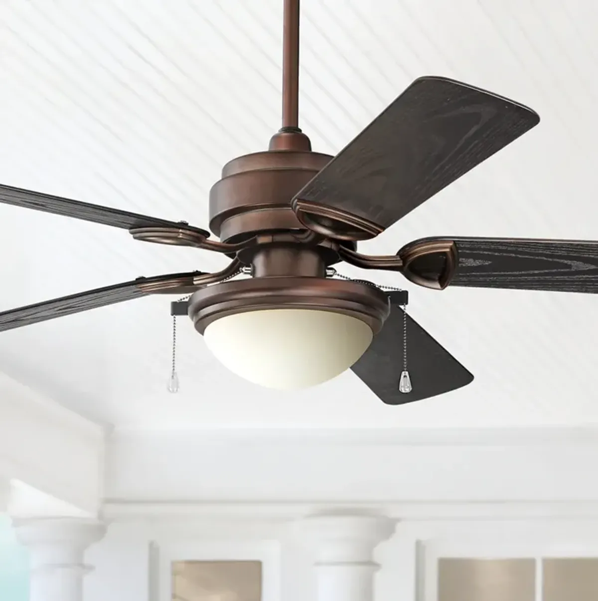 52" Casa Vieja Marina Breeze Bronze LED Wet Rated Fan with Pull Chain