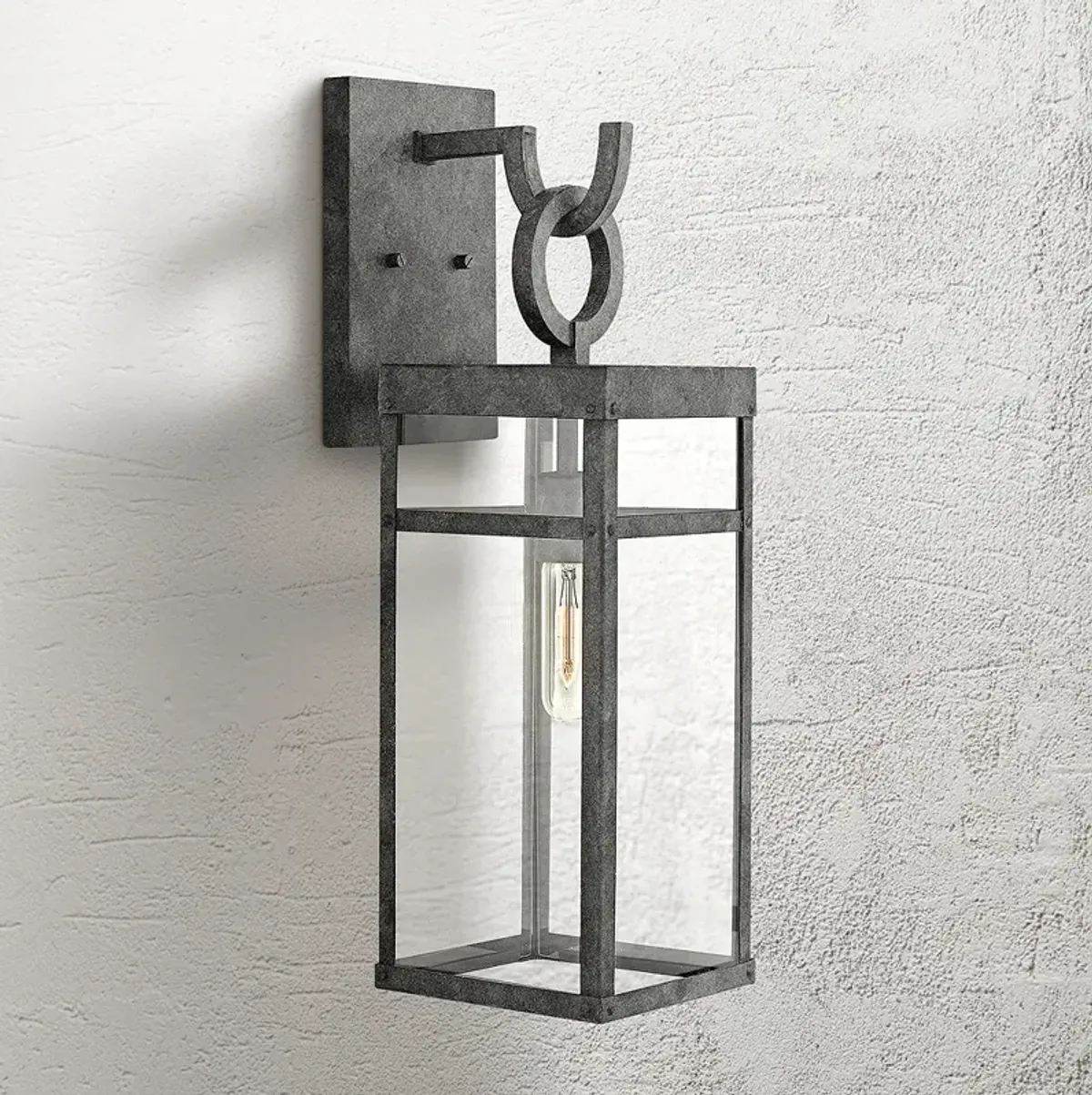 Hinkley Porter 22" High Aged Zinc Rectangular Glass Outdoor Wall Light