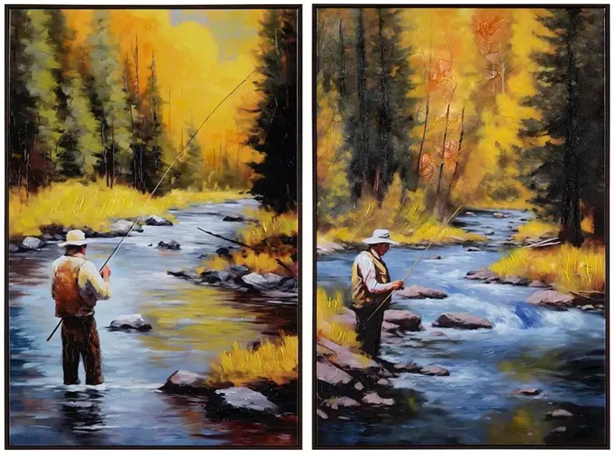 Angling - Rustic Framed Canvas Set - Set of 2 - 24 x 36