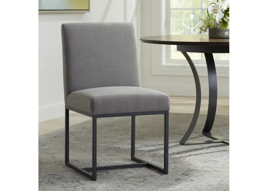 Myles Grey Fabric and Black Metal Dining Chair