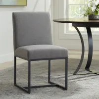 Myles Grey Fabric and Black Metal Dining Chair