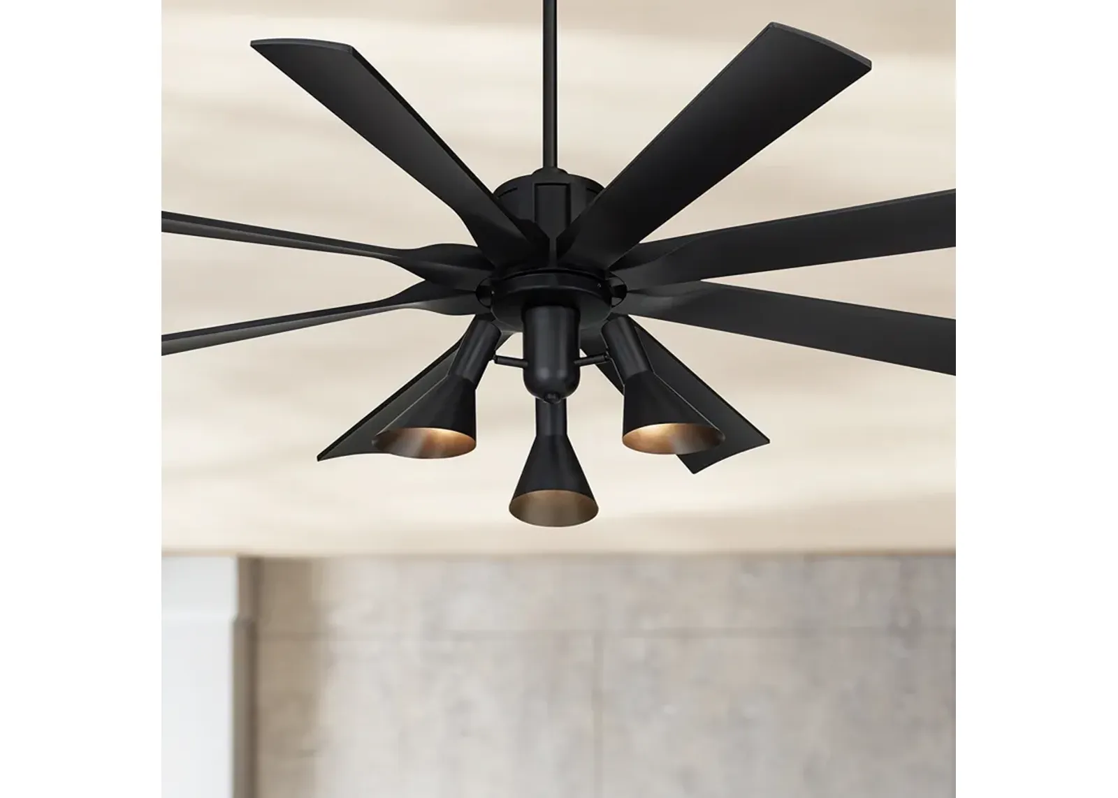 60" Possini Defender Matte Black LED Ceiling Fan with Remote