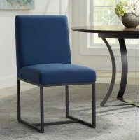 Myles Navy Fabric and Black Metal Dining Chair
