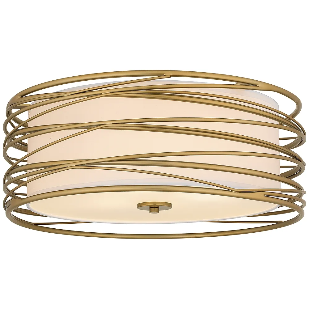 Spiral 3-Light Light Gold Semi-Flush Mount Light