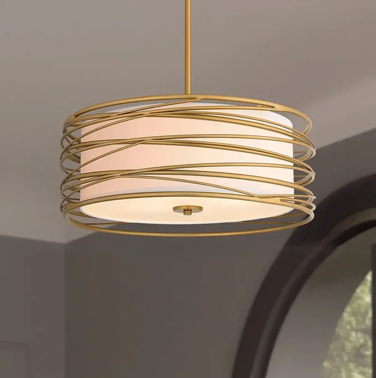 Quoizel Spiral 20" Wide Light Gold Drum Pendant Light