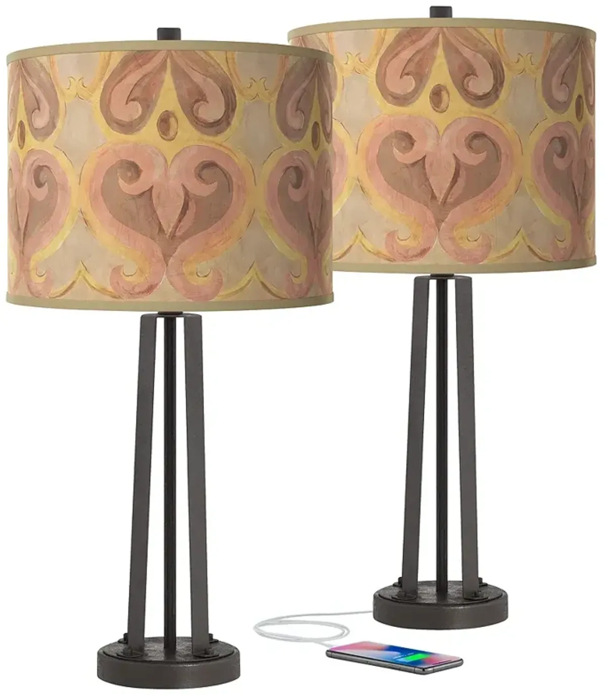 Giclee Glow Susan 25 1/2" Aurelia Shade Bronze USB Lamps Set of 2