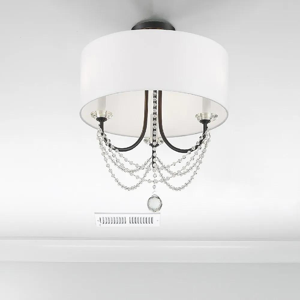 Crystorama Delilah 15 3/4"W Matte Black 3-Light Chandelier