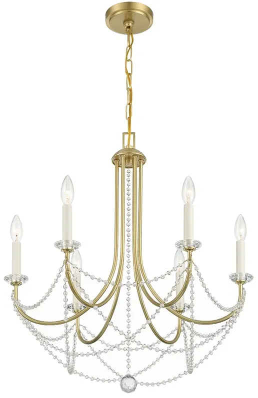 Delilah 6 Light Aged Brass Chandelier