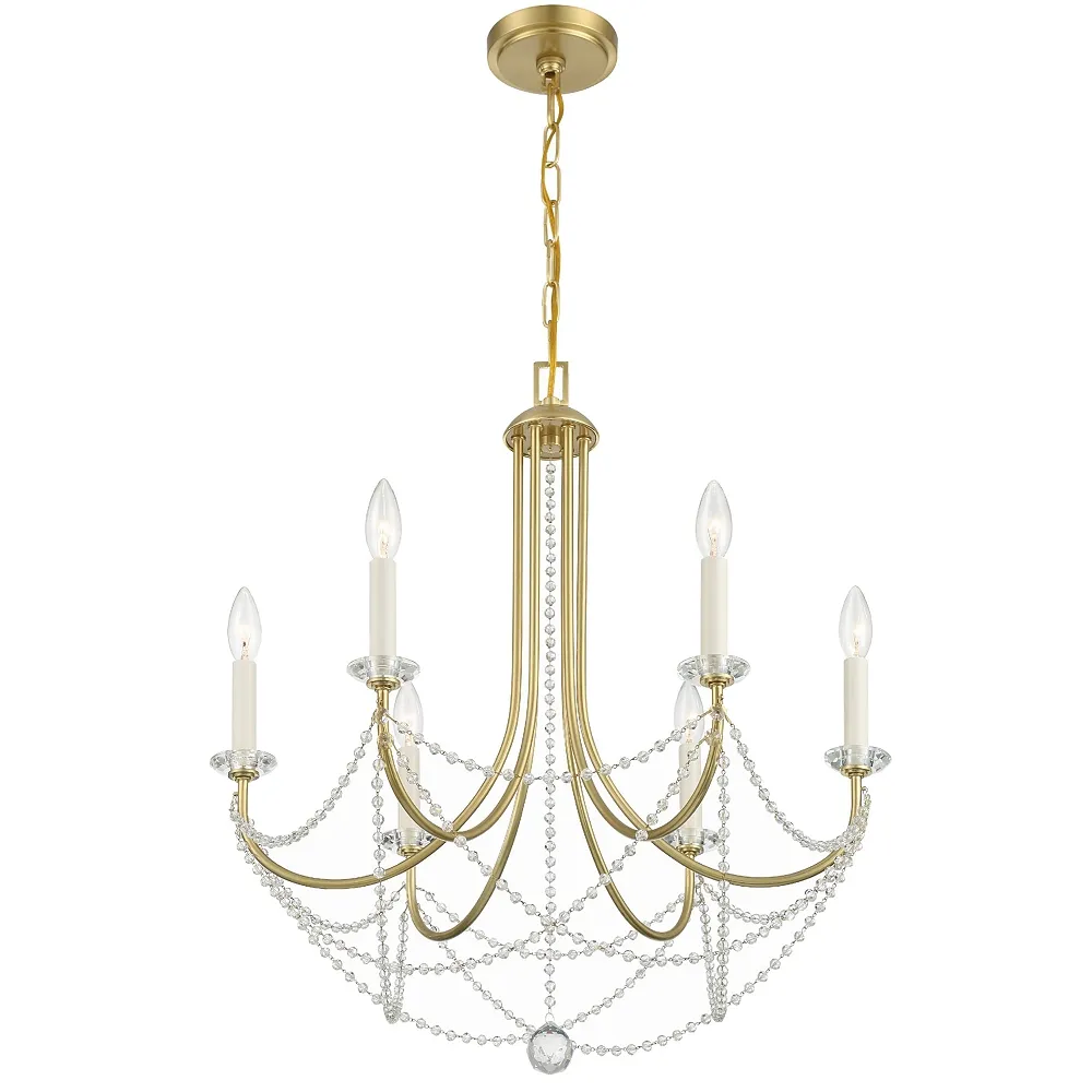 Delilah 6 Light Aged Brass Chandelier