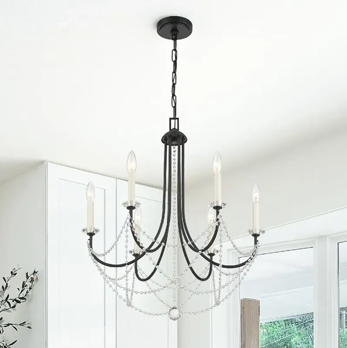 Delilah 6 Light Matte Black Chandelier