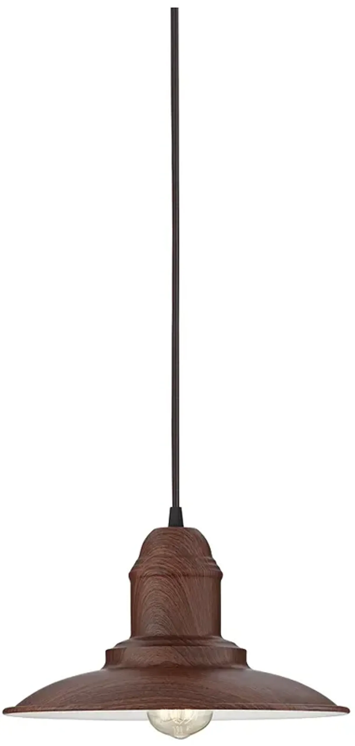 Franklin Iron Industrial Farmhouse 12" Wide Faux Wood Pendant Light