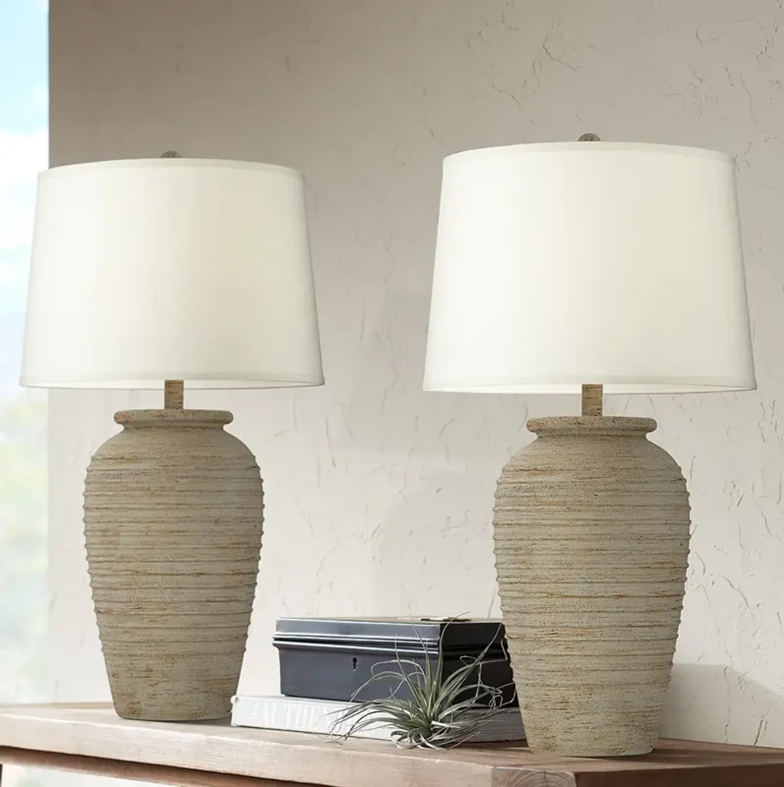 John Timberland Austin 28" Rustic Sand Southwest Table Lamps Set of 2