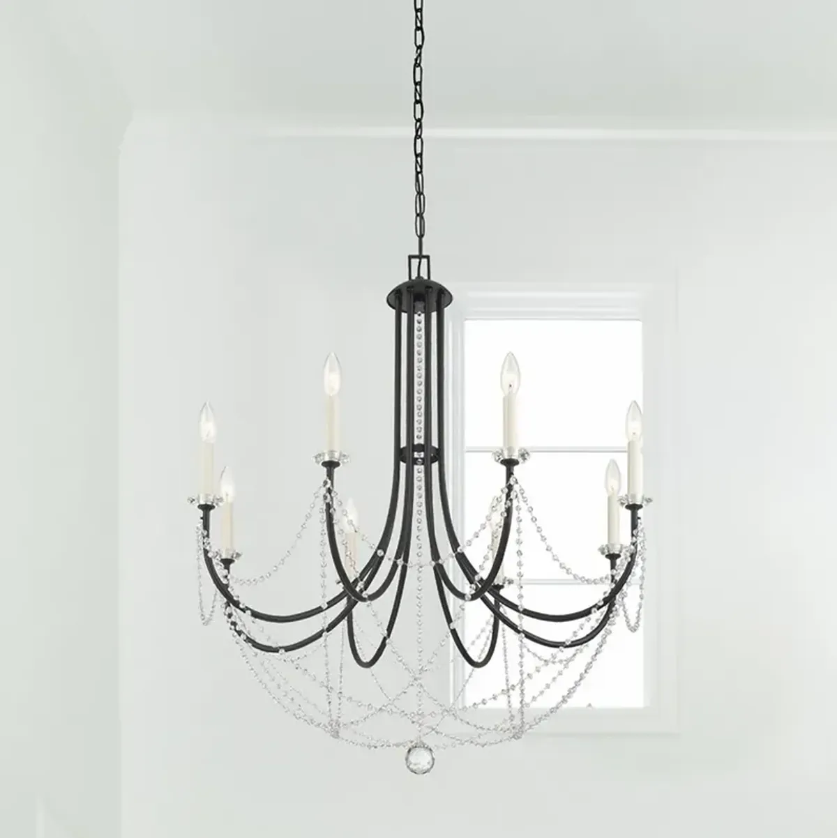 Crystorama Delilah 31 1/2"W Matte Black 8-Light Chandelier