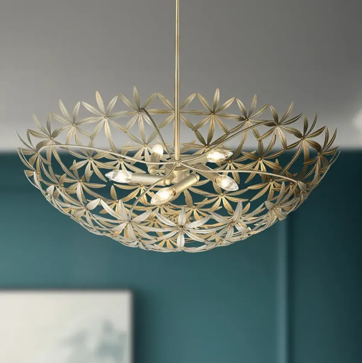 Flower Child 30" Wide Ambry Gold 5-Light Chandelier