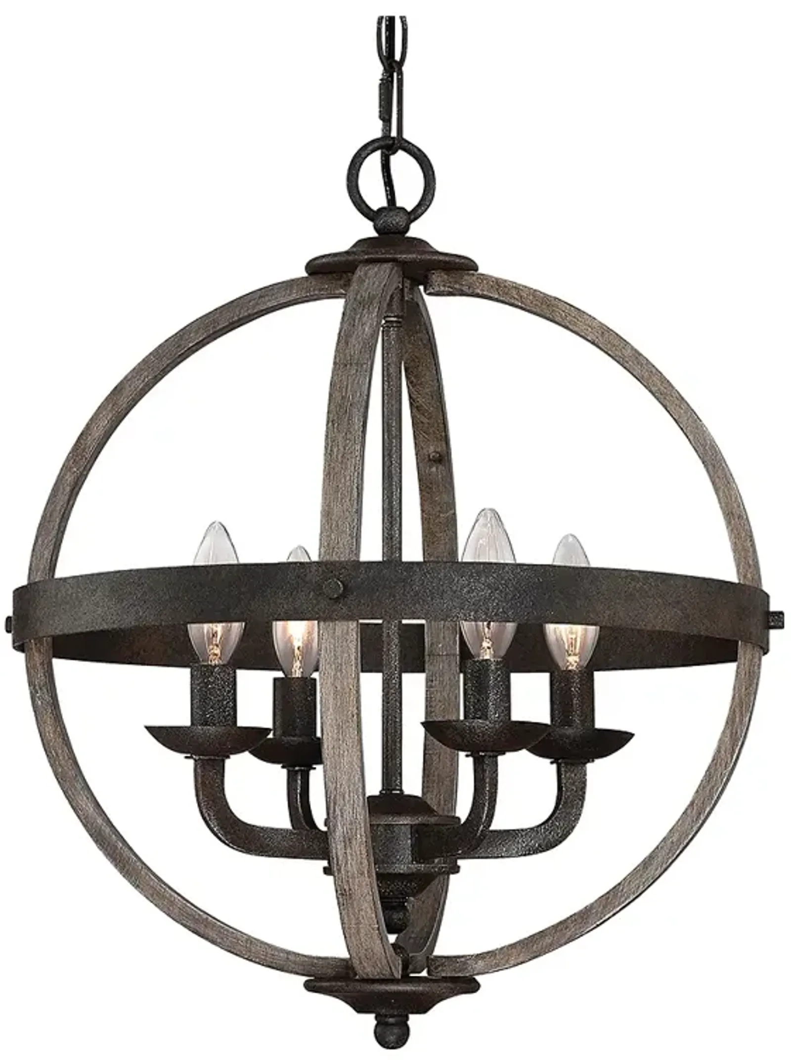 Fusion 4-Lt Rustic Black Orb Chandelier