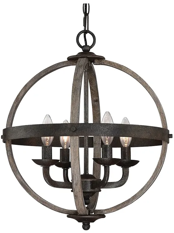 Fusion 4-Lt Rustic Black Orb Chandelier