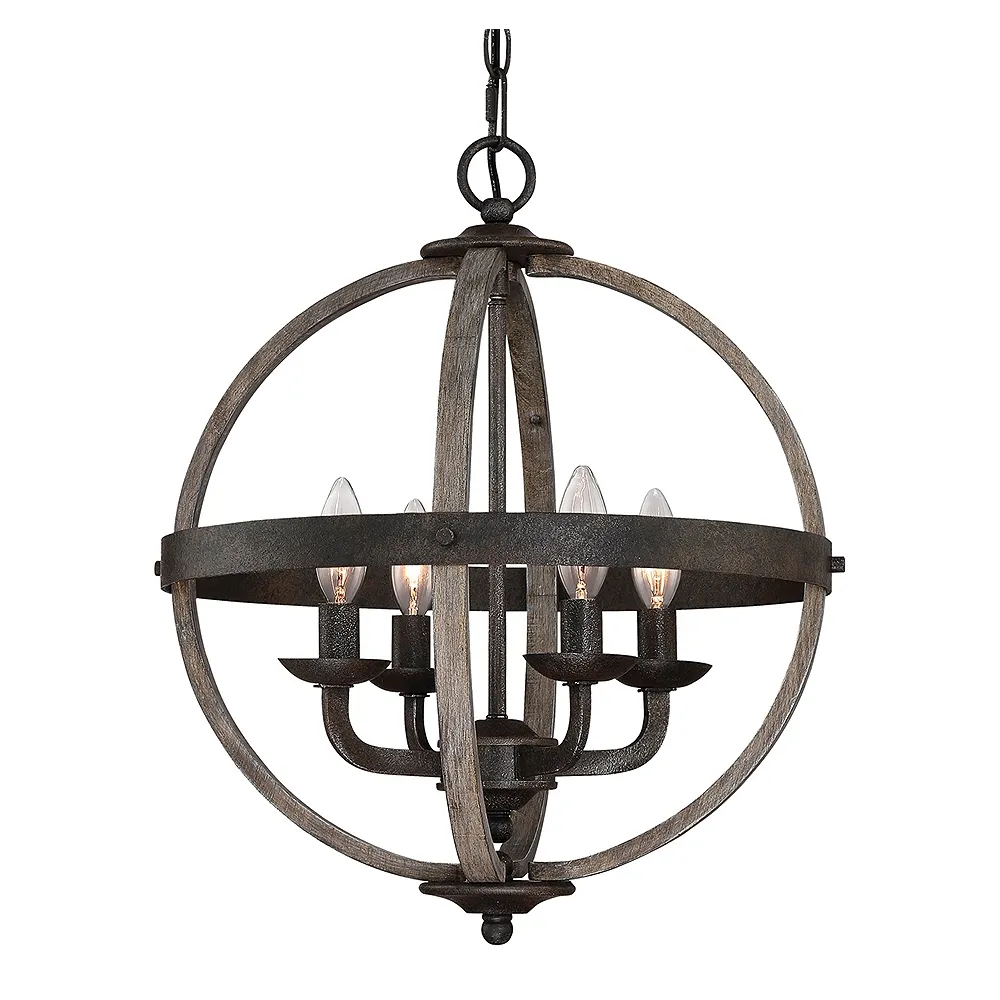 Fusion 4-Lt Rustic Black Orb Chandelier