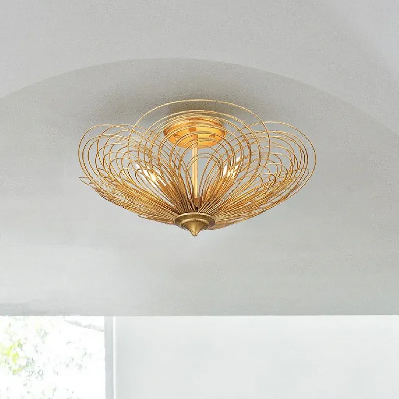 Doral 3 Light Renaissance Gold Ceiling Mount