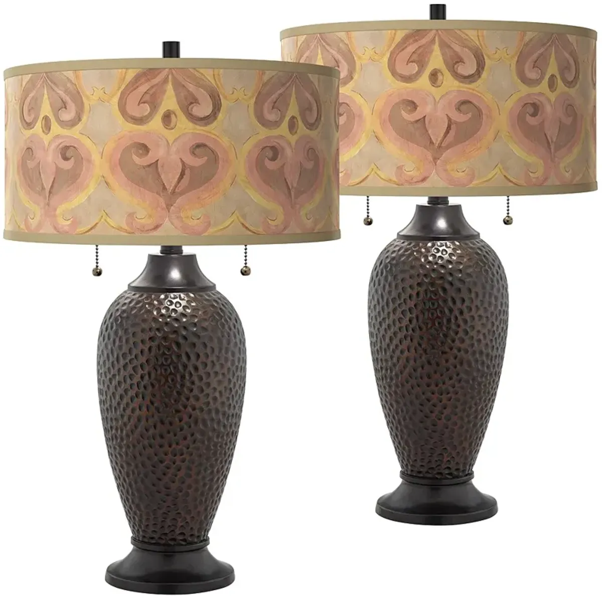 Giclee Glow Zoey 24 1/2" Aurelia Shade Hammered Bronze Lamps Set of 2