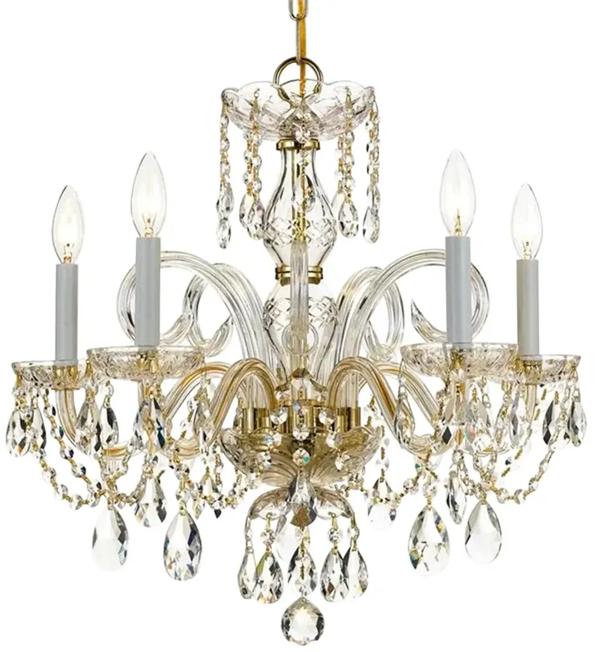 Crystorama Traditional Crystal 22" W 5-Light Brass Crystal Chandelier