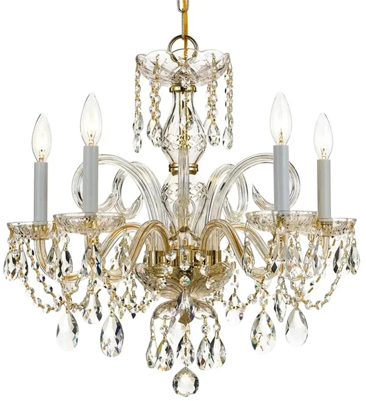 Crystorama Traditional Crystal 22" W 5-Light Brass Crystal Chandelier