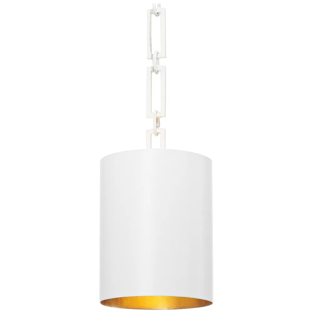 Crystorama Alston 8" Wide Matte White and Gold Mini Pendant