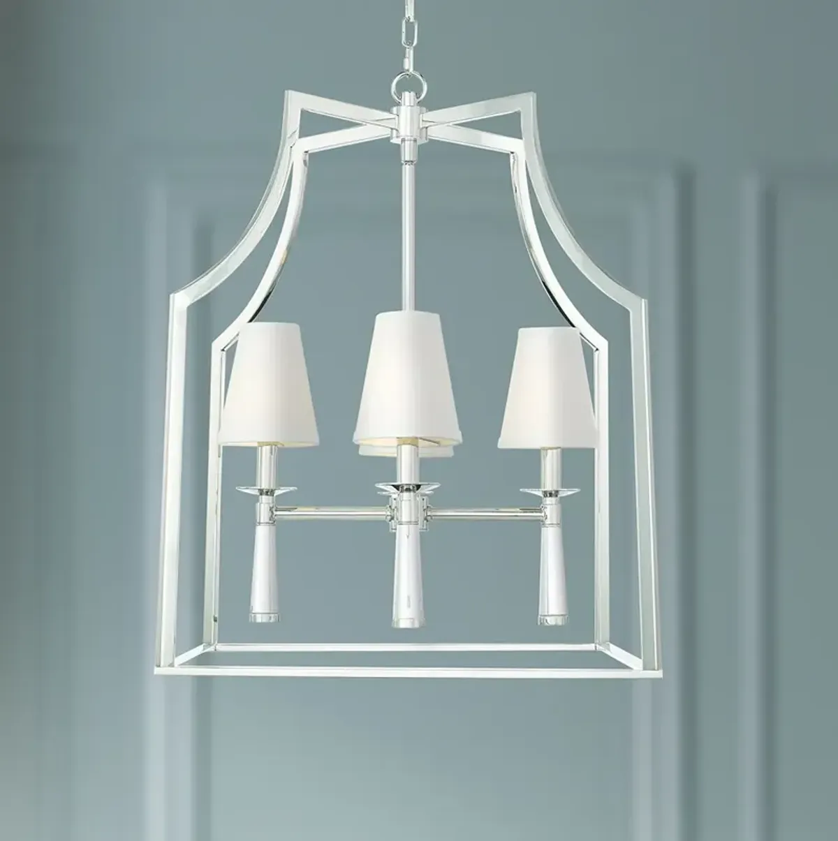 Crystorama Baxter 30" Wide Polished Nickel 4-Light Pendant