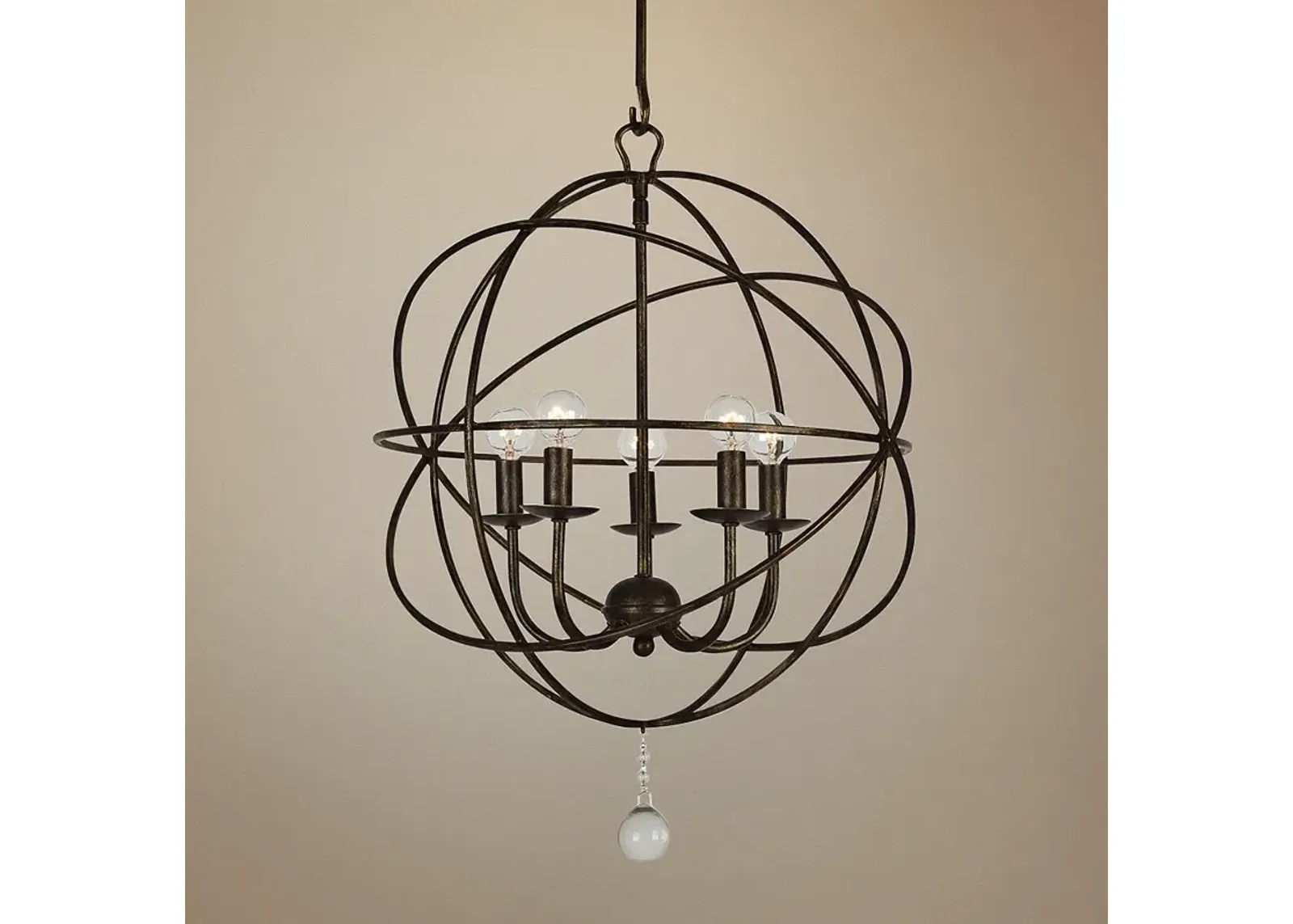 Crystorama Solaris 17" Wide English Bronze 5-Light Pendant