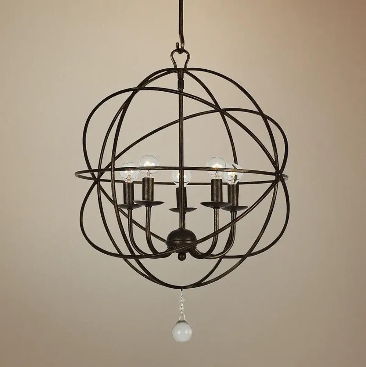 Crystorama Solaris 17" Wide English Bronze 5-Light Pendant