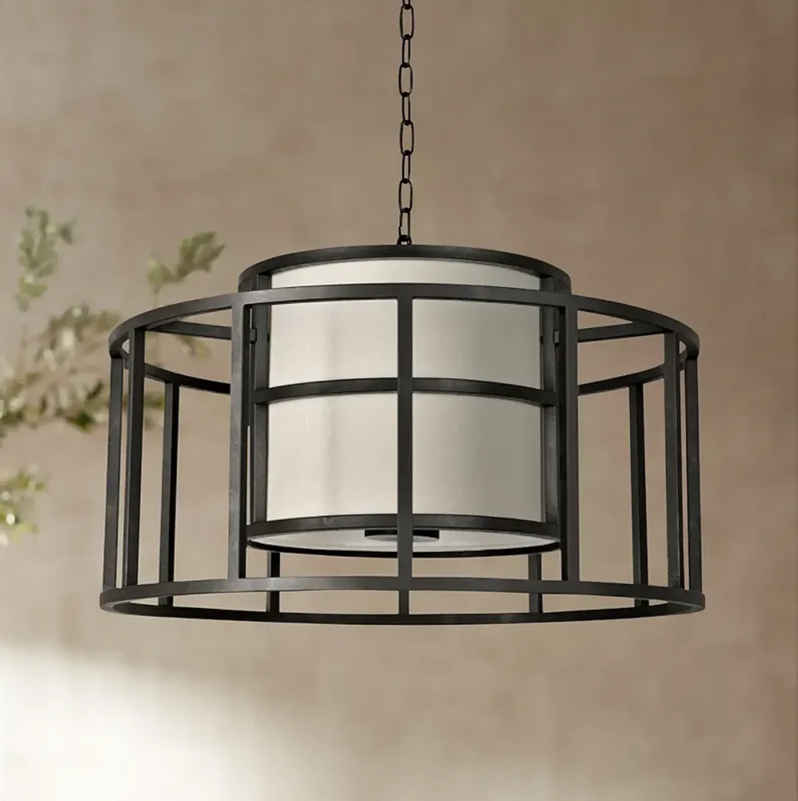 Crystorama Hulton 25" Wide Matte Black Pendant Light