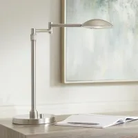 Possini Euro Eliptik Adjustable Height Satin Nickel Swing Arm LED Desk Lamp