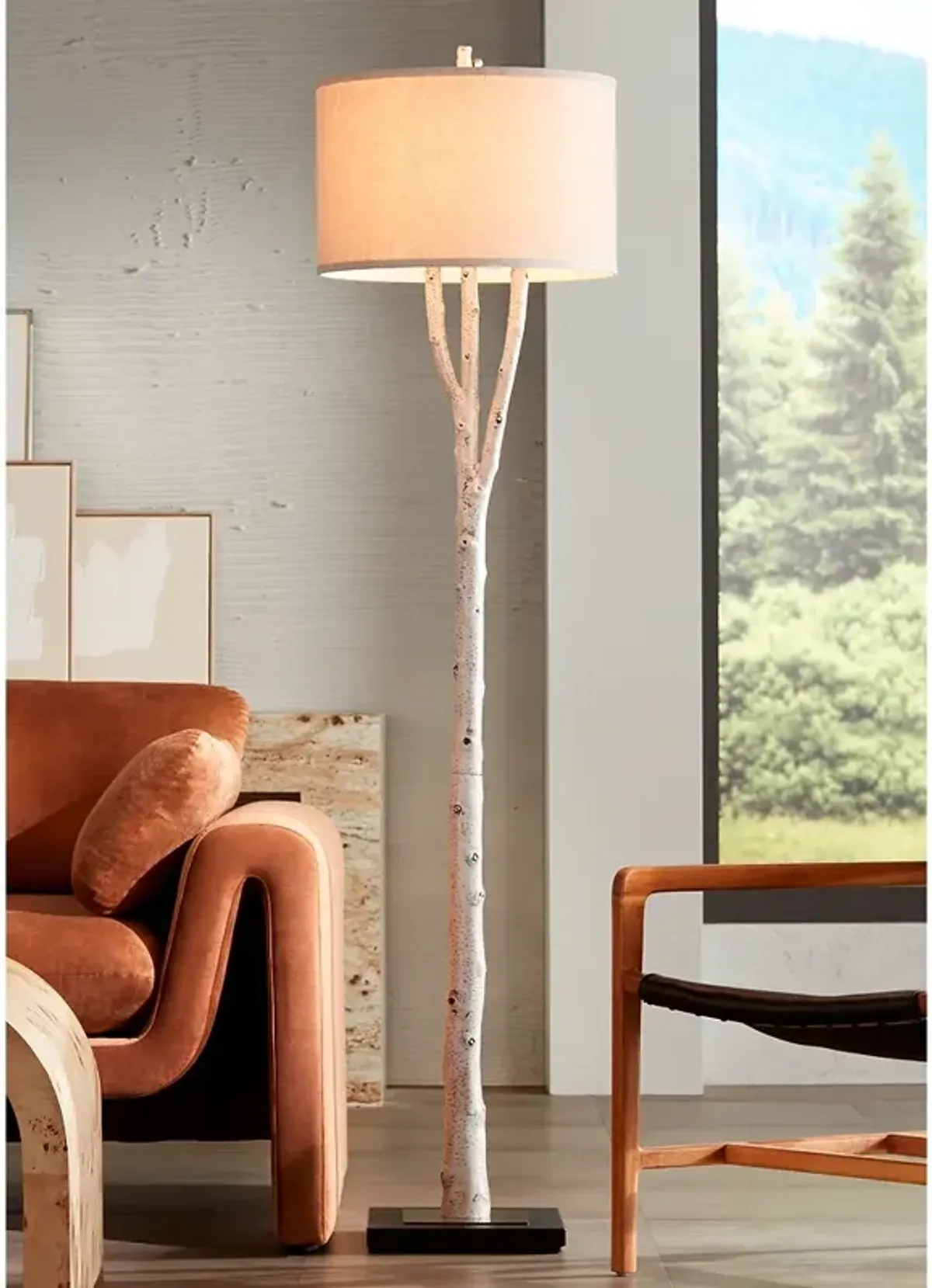 Franklin Iron Works 68 1/2" Birch Tree Branch Rustic Floor Lamp