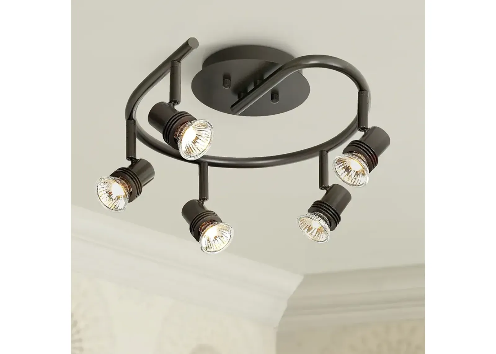 Pro Track Spiral 15 3/4" Bronze 5-Light LED Track Style Ceiling Light