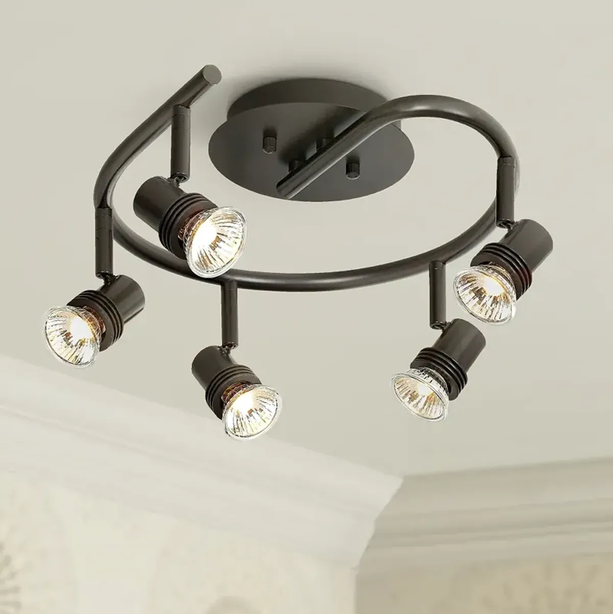 Pro Track Spiral 15 3/4" Bronze 5-Light LED Track Style Ceiling Light