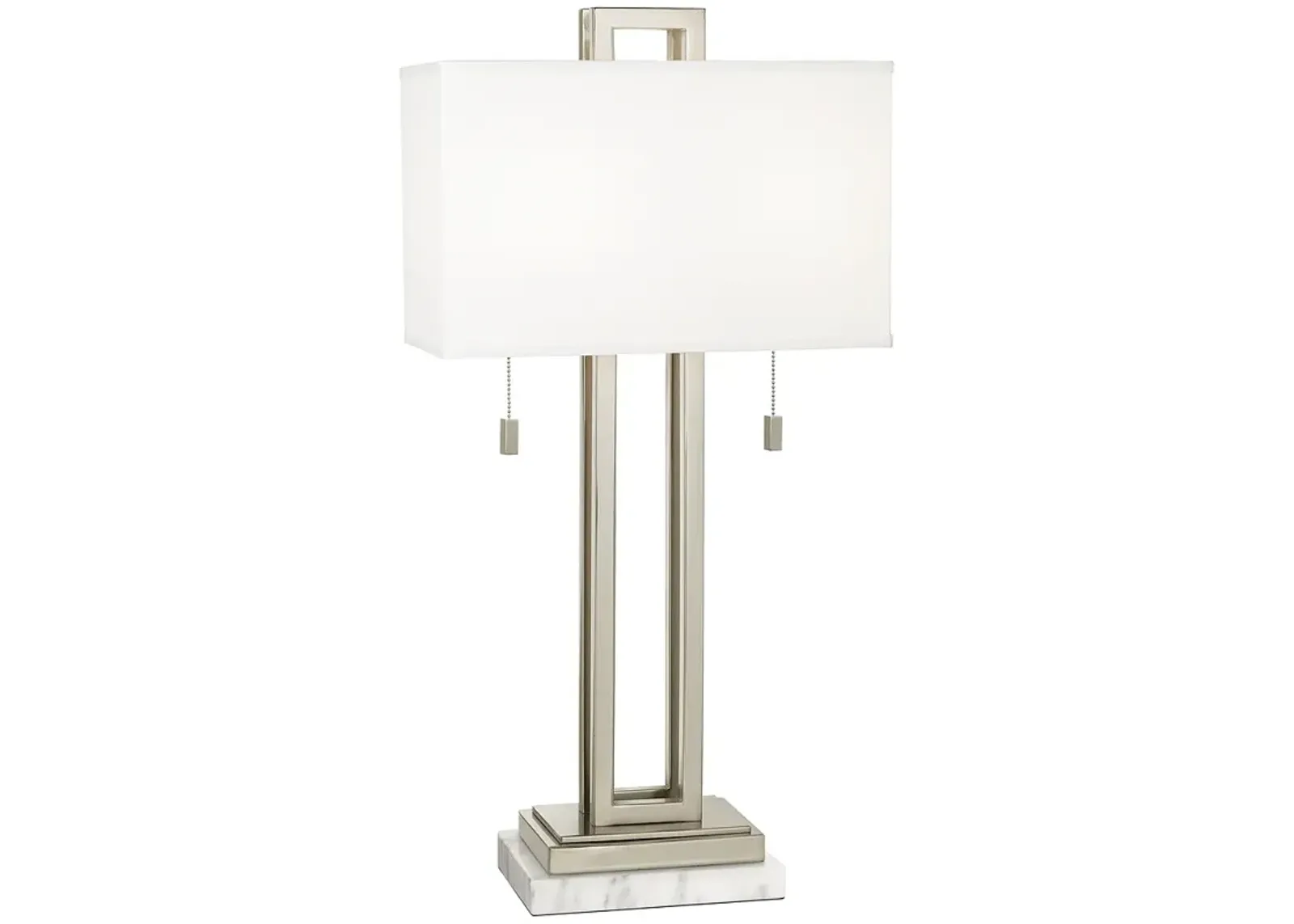 Possini Euro Rectangle 30" Nickel Table Lamp with White Marble Riser