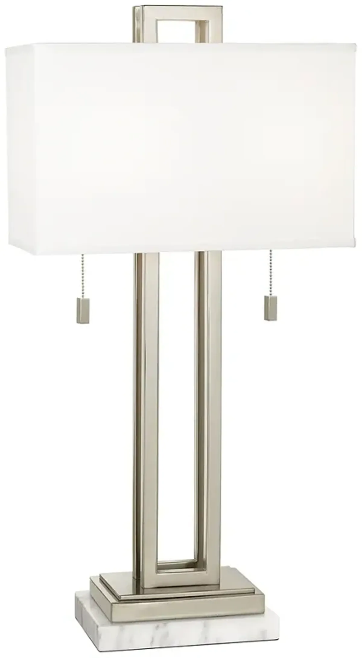 Possini Euro Rectangle 30" Nickel Table Lamp with White Marble Riser