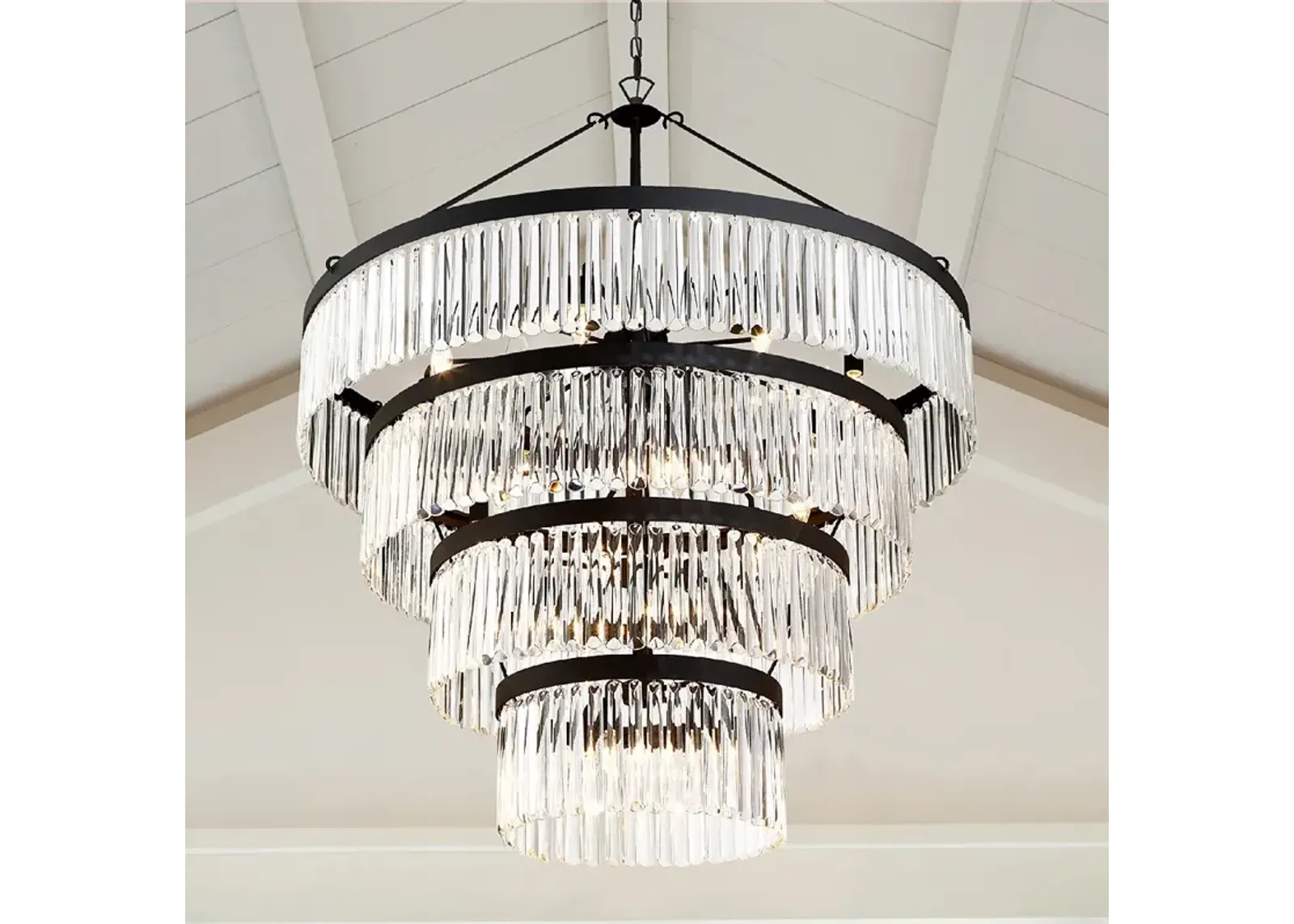 Emory 40" Wide Black Forged 22-Light 4-Tier Chandelier