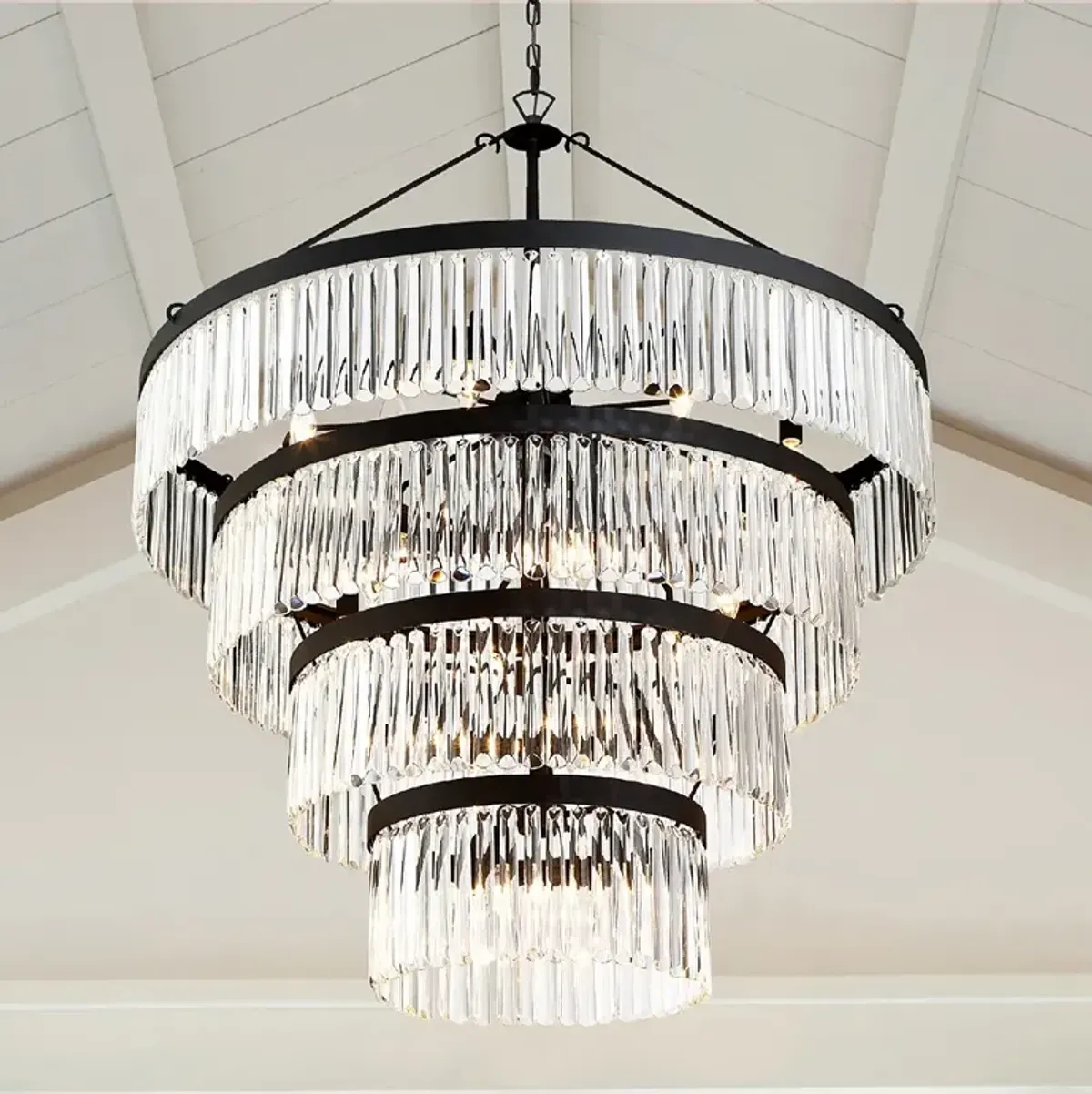 Emory 40" Wide Black Forged 22-Light 4-Tier Chandelier