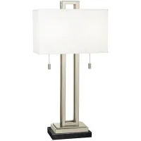 Possini Euro Rectangle 30" Nickel Table Lamp with Black Marble Riser