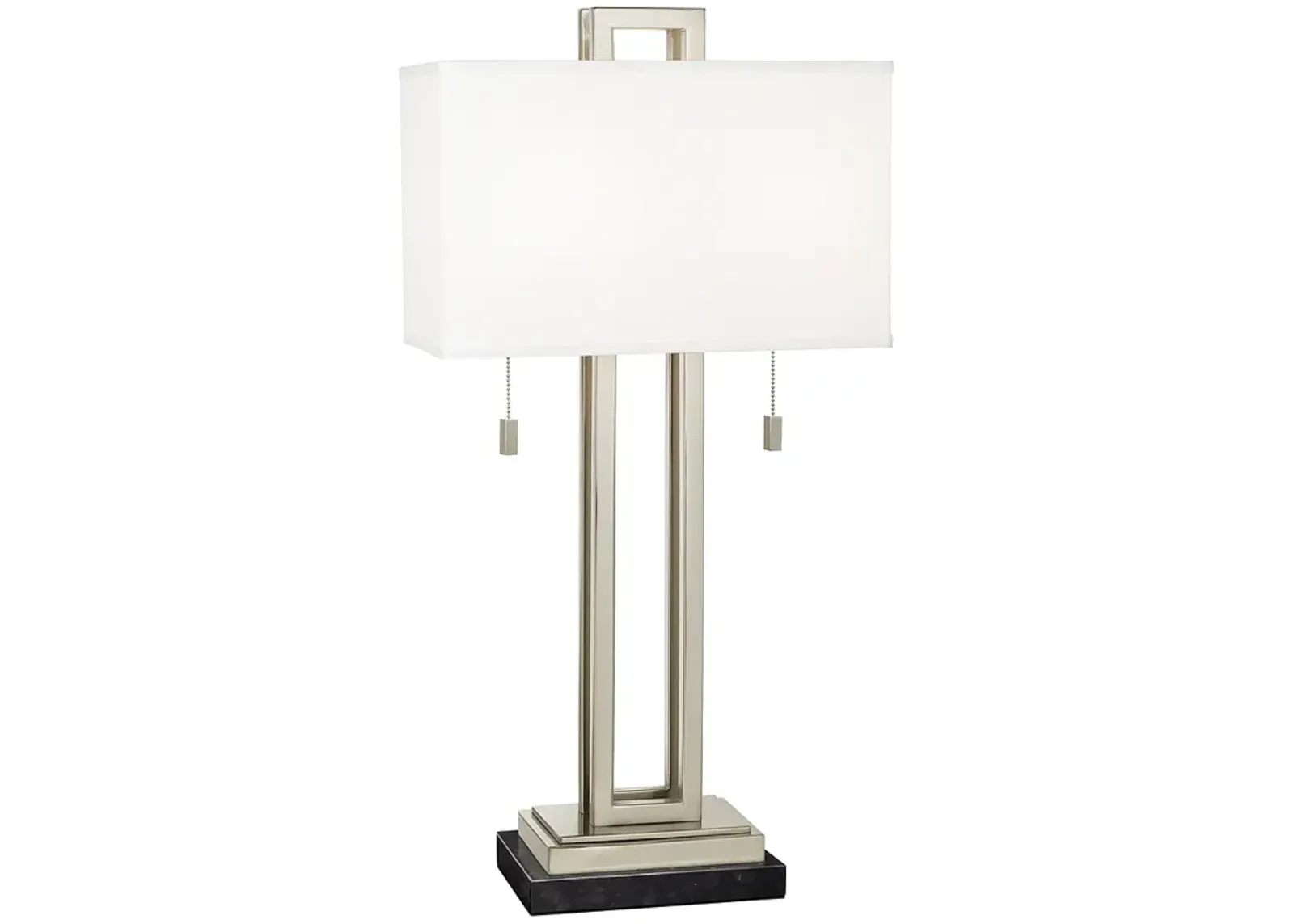 Possini Euro Rectangle 30" Nickel Table Lamp with Black Marble Riser