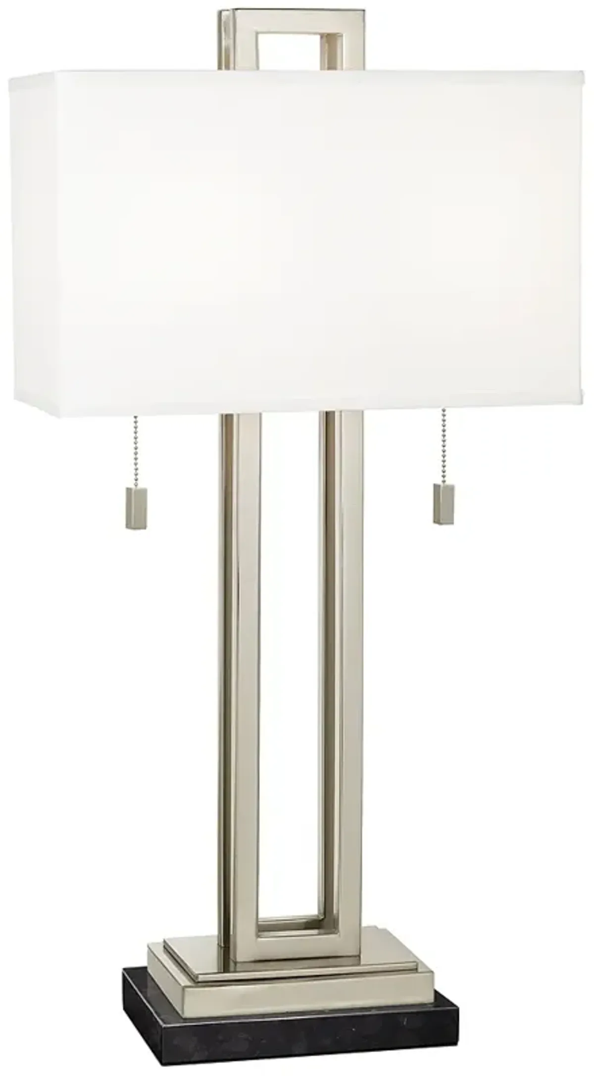 Possini Euro Rectangle 30" Nickel Table Lamp with Black Marble Riser