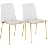 Chloe 33" Clear Acrylic Matte Brushed Gold Side Chairs Set of 2