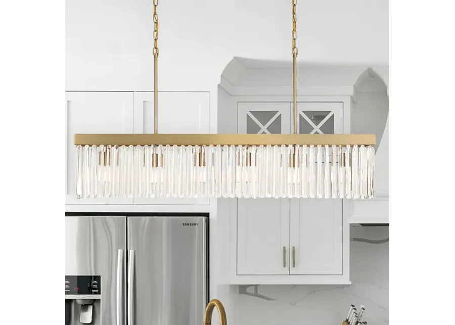 Crystorama Emory 49" 6-Light Modern Gold and Crystal Linear Chandelier