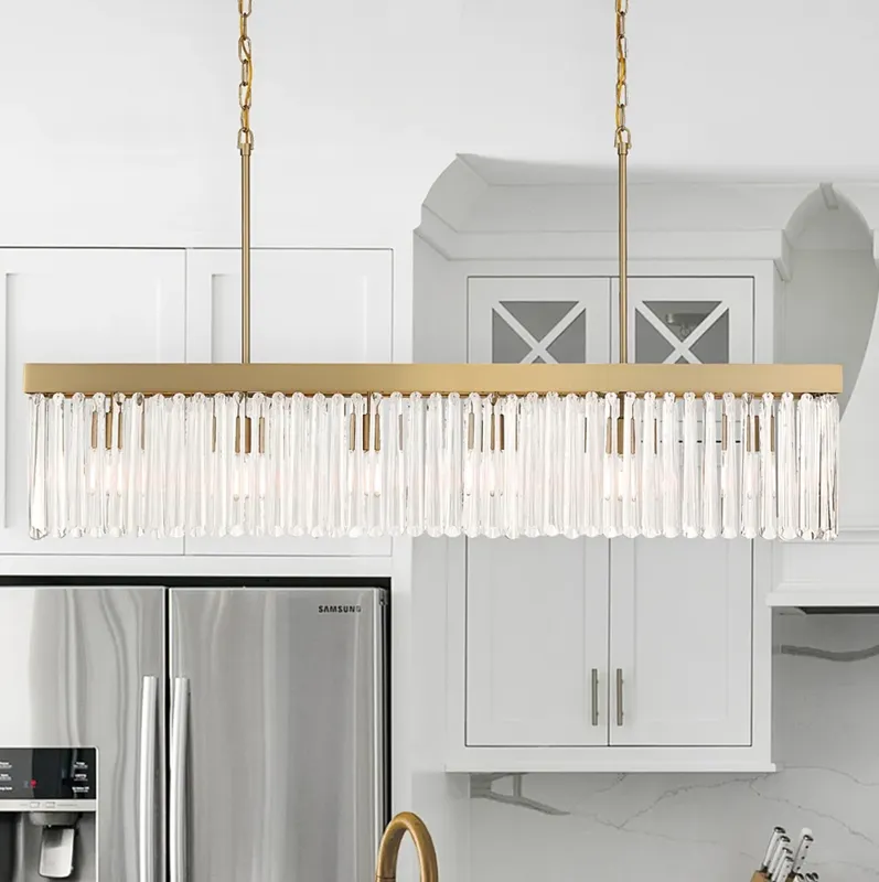 Crystorama Emory 49" 6-Light Modern Gold and Crystal Linear Chandelier