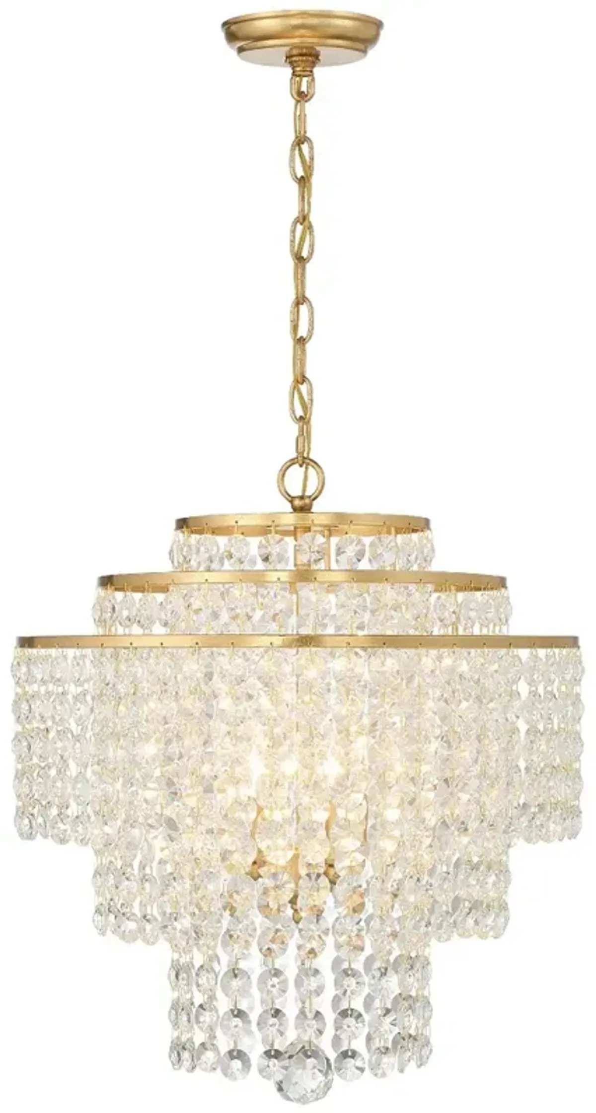 Gabrielle 18" Wide Antique Gold and Crystal Chandelier