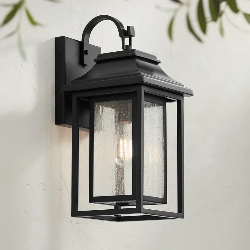 Cecile 18 1/4" High Shiny Black Framed Box Outdoor Wall Light