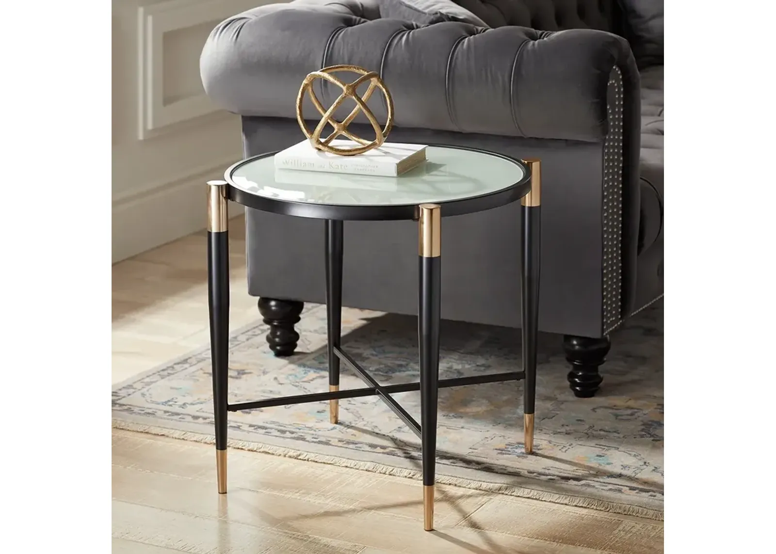 Peter Matte Black and Gold End Table