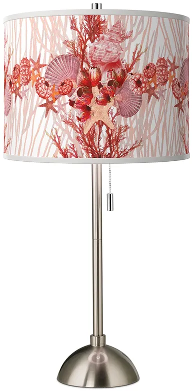 Corallium Giclee Brushed Nickel Table Lamp