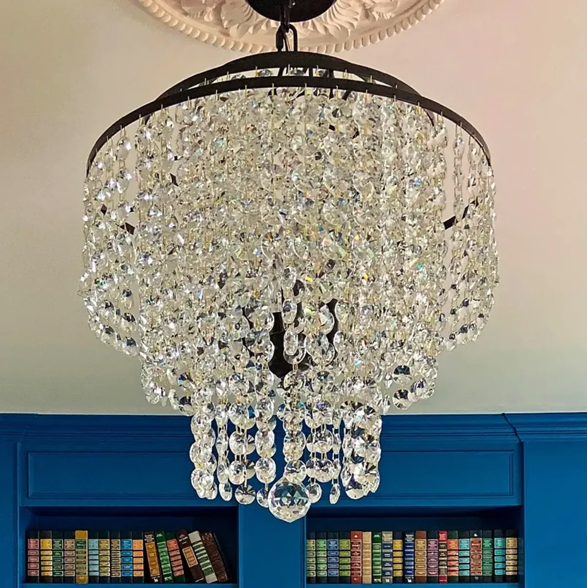 Crystorama Gabrielle 18" Wide Matte Black Crystal Chandelier